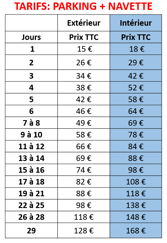 Tarif parking aeroport Lyon, Tarif parking aeroport Saint Exupery, Tarif parking aeroport
